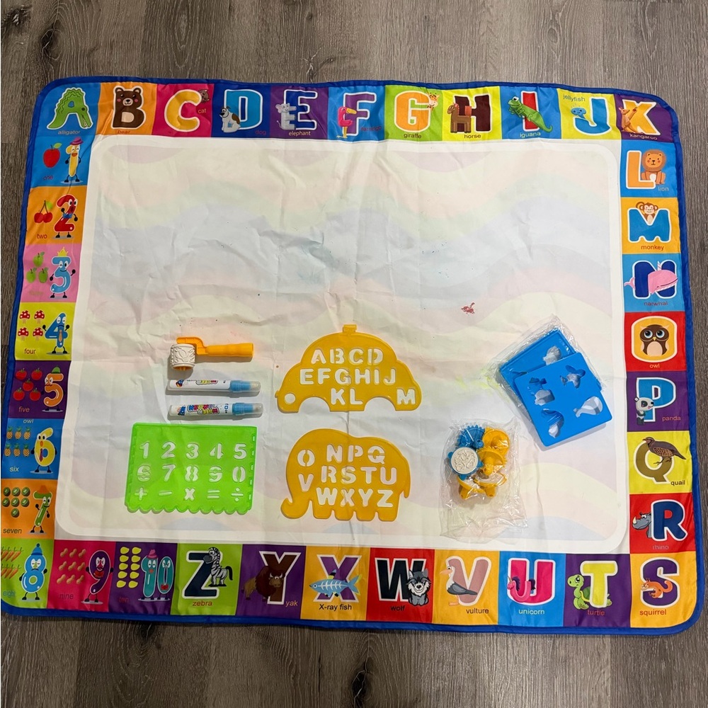 Colorful Alphabet and Number Water Drawing Mat for Kids